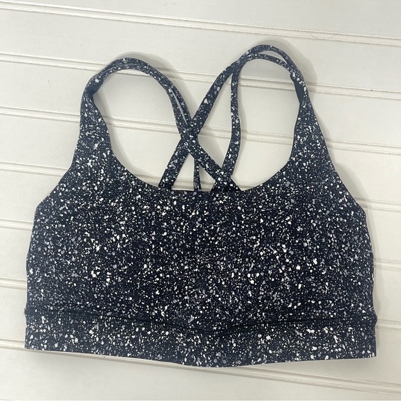 Lululemon Energy Bra Mini Splatter White Black Sz 4 876 - Picture 3 of 9